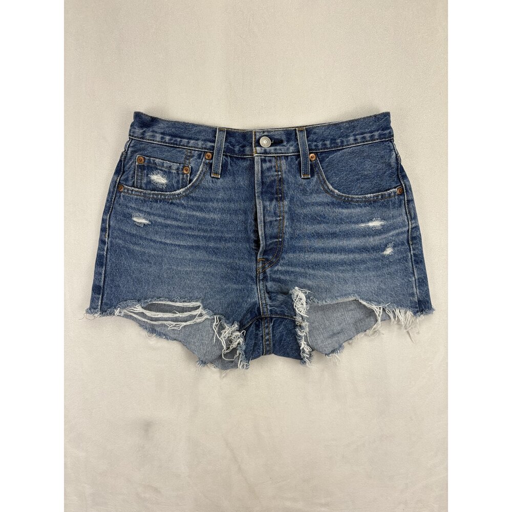 Levi's Women's Distressed Denim Cutoff Shorts Size 28 - Picture 2 of 11